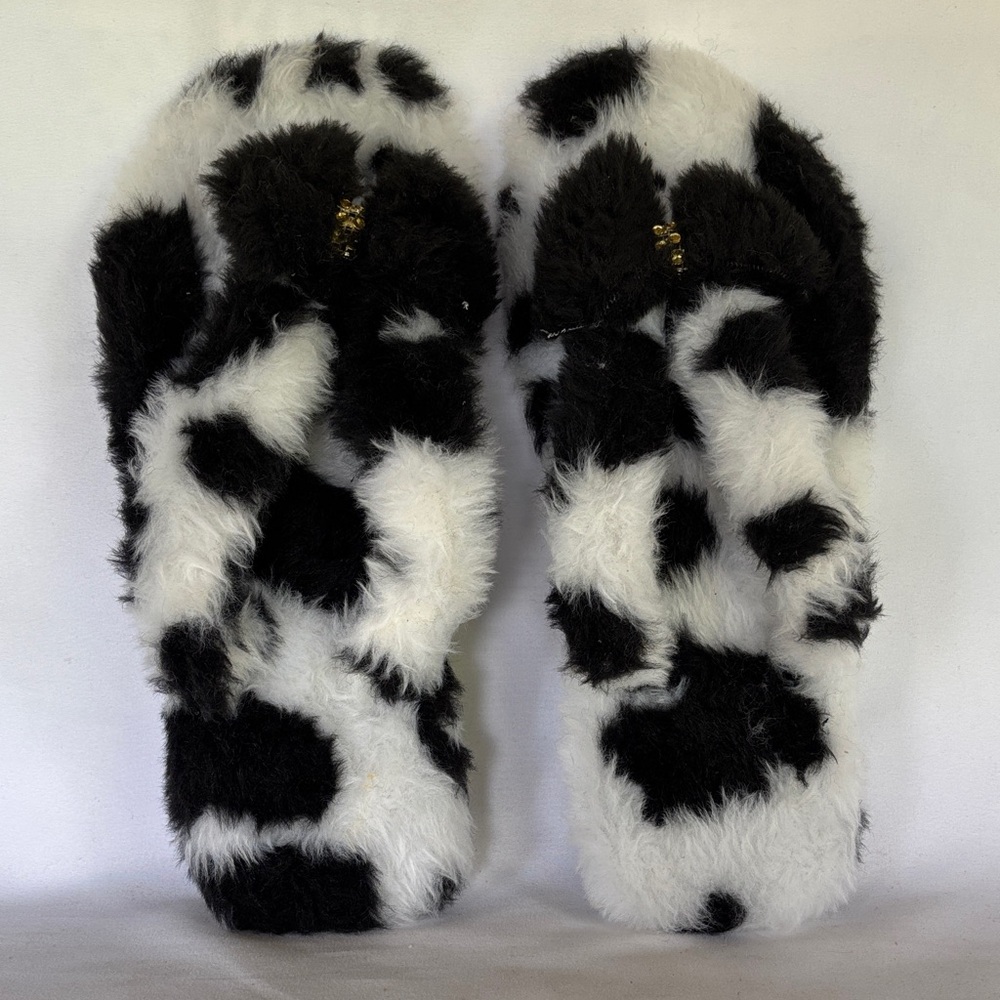 BRAND NEW! GENUINE BRAZIL HAVAIANAS BLACK & WHITE FAUX FUR FLIP-FLOPS SIZE 9/10W - Picture 2 of 8